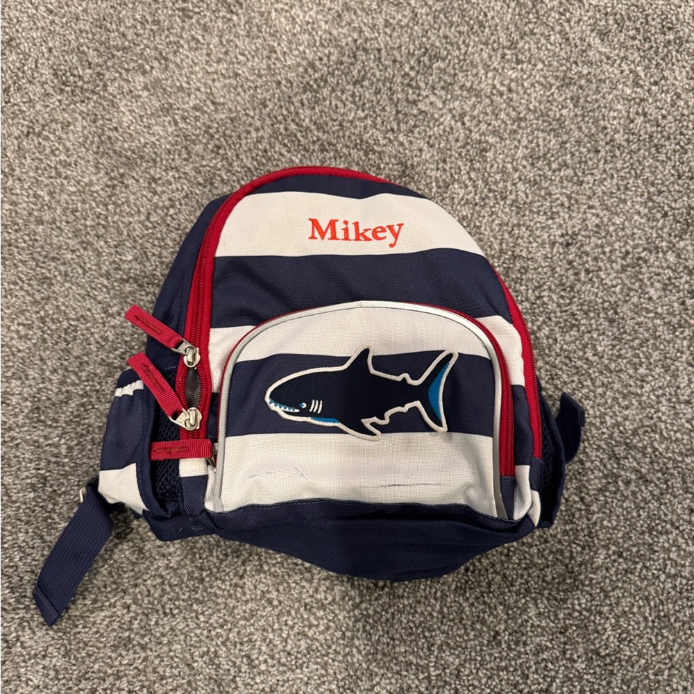 Pottery Barn Kids Navy and White Shark Backpack